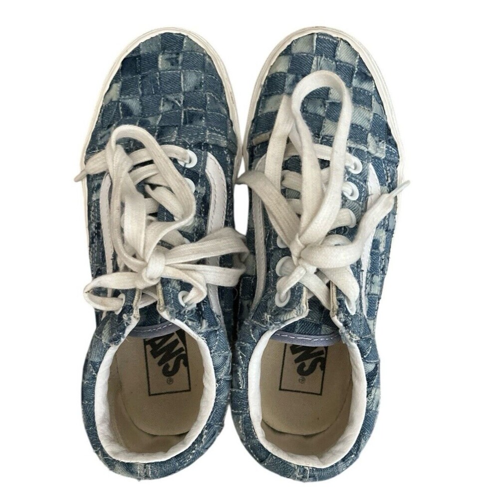 Vans Old Skool Stacked Platform Sneakers Woven Denim Shoes